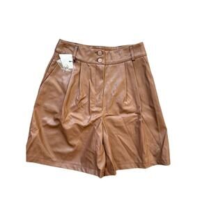 Brown Faux Lather High Waist Shorts NWT SIZE M/8